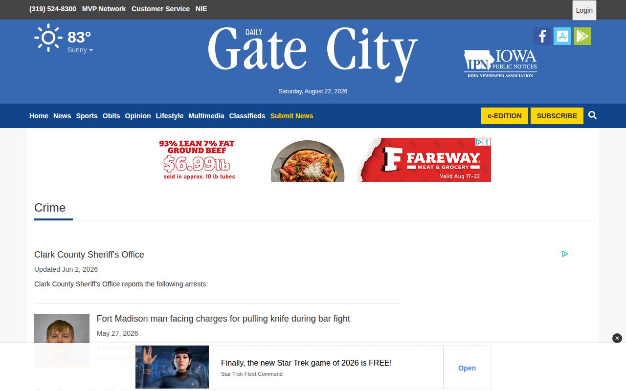 Daily Gate City Keokuk and Lee County arrest news hub